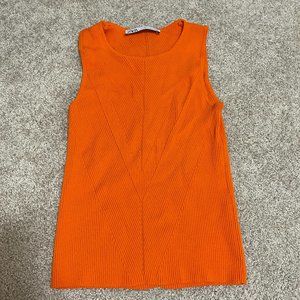 Zara Woven Bright Orange Tank